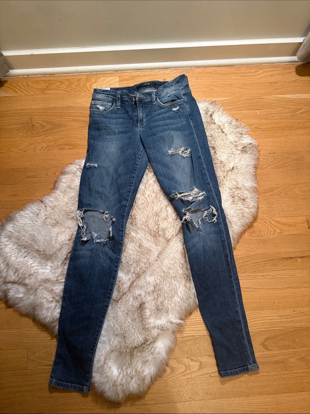 Joe's Jeans Distressed Dark Blue Skinny Jeans